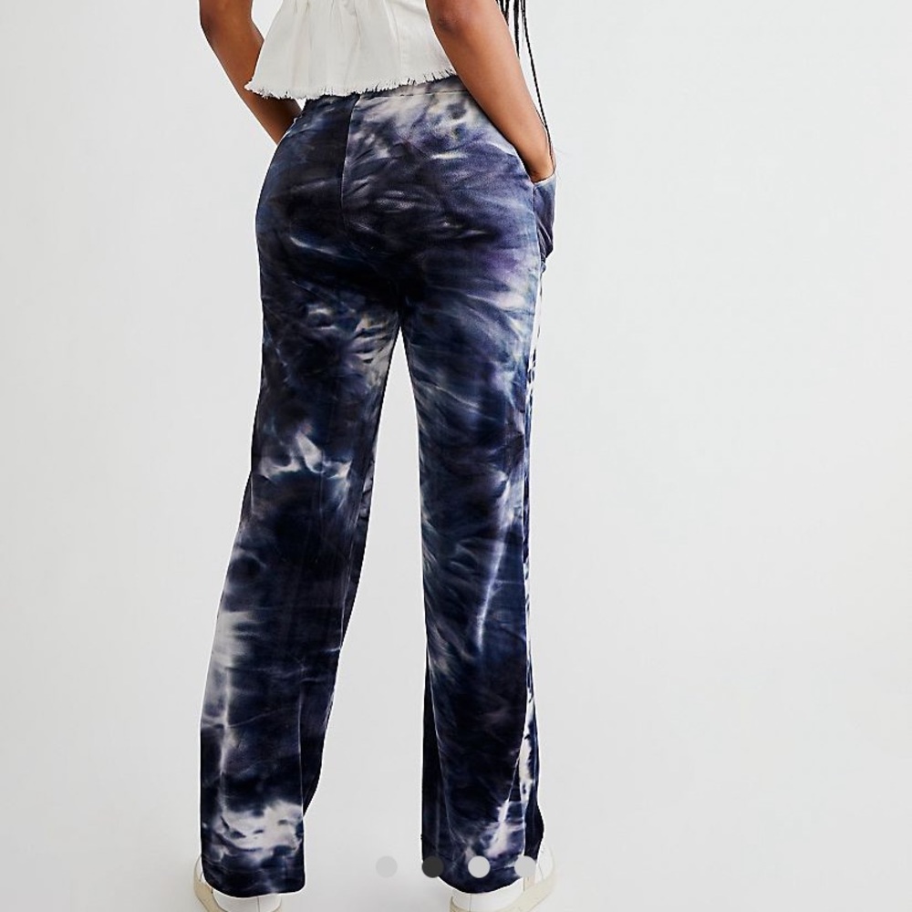 KIM SHUI VELVET LUXURY LOUNGE PANTS MADE IN ITALY PURPLE WASH TIE-DYE DESIGN S,L - Picture 3 of 16